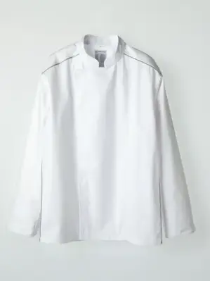 コックコート 長袖（グレーパイピング）